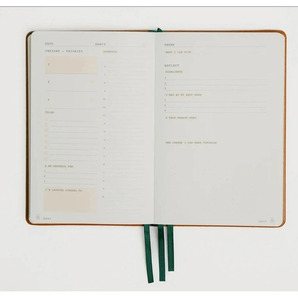 Monk Manual 90-Day Planner 240 Pages Vegan Brown Leather Brand New WOW GIFT!